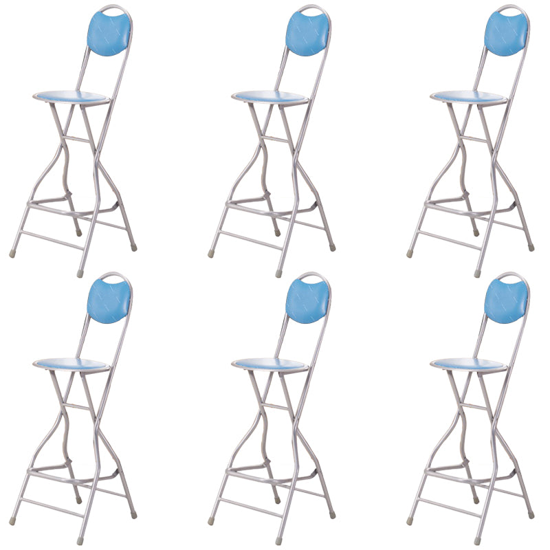 Contemporary Dining Stools Low Back Folding Bar Stools with Metal Base