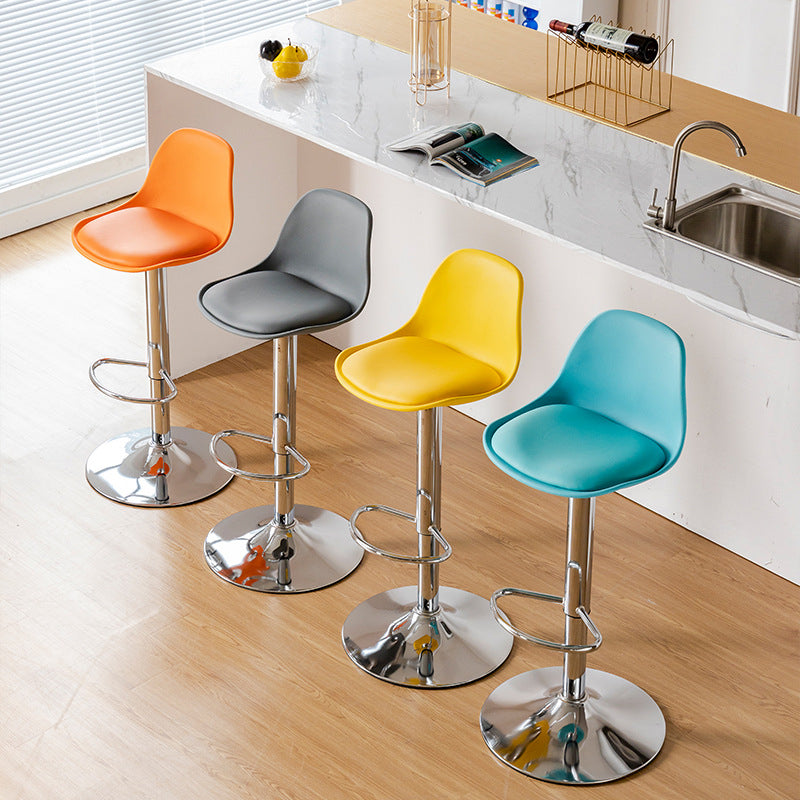 Armless Dining Stools Adjustable Height Bar Stools with Metal Base