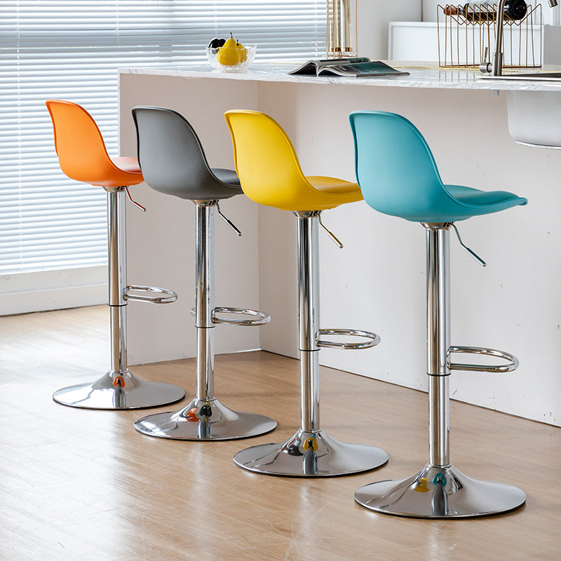 Armless Dining Stools Adjustable Height Bar Stools with Metal Base