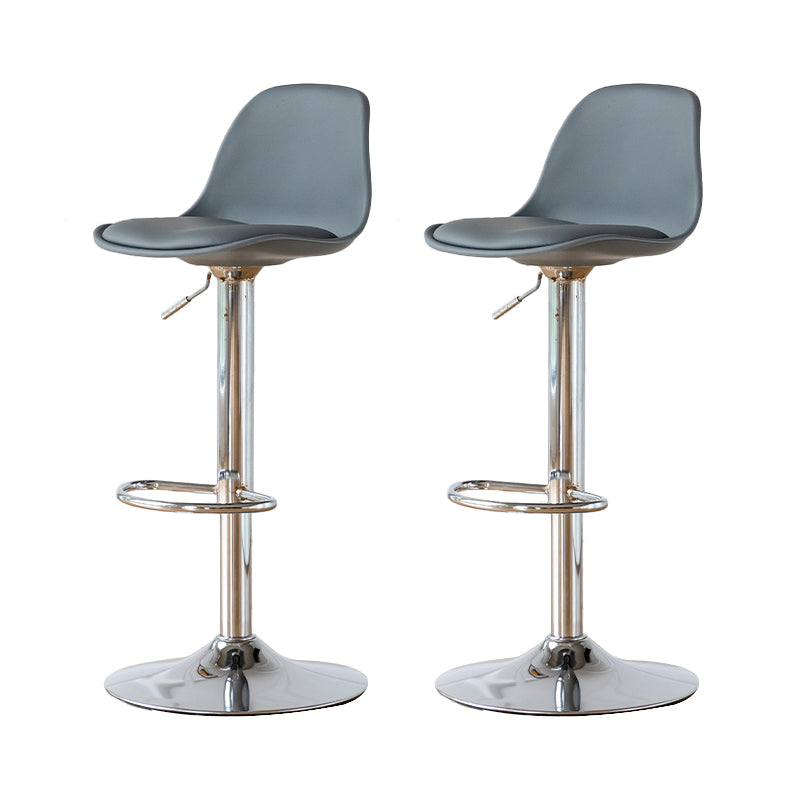 Armless Dining Stools Adjustable Height Bar Stools with Metal Base