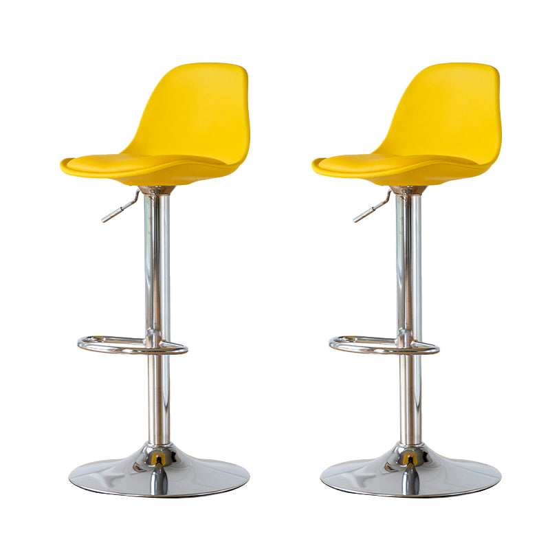 Armless Dining Stools Adjustable Height Bar Stools with Metal Base