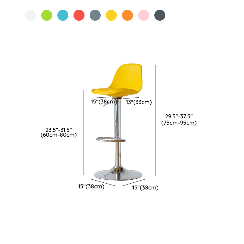 Armless Dining Stools Adjustable Height Bar Stools with Metal Base
