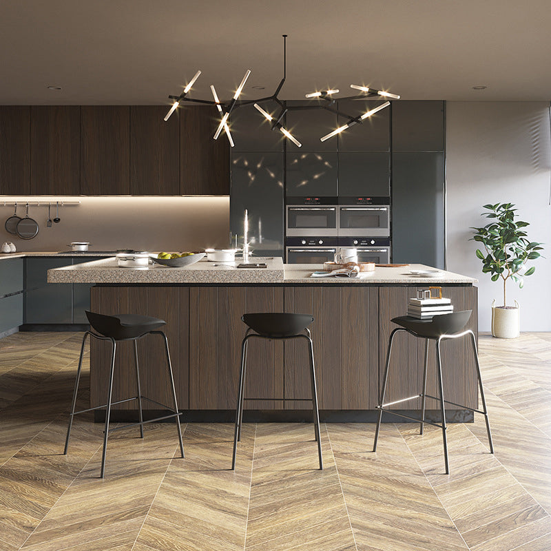 Contemporary Dining Stools Armless Metal Bar Stools with Footrest