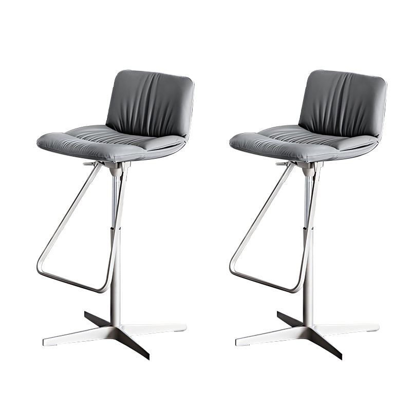 Industrial Style Adjustable Bar Stool Leather Counter Bar Stool with Metal Legs for Home