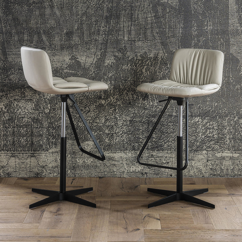 Industrial Style Adjustable Bar Stool Leather Counter Bar Stool with Metal Legs for Home
