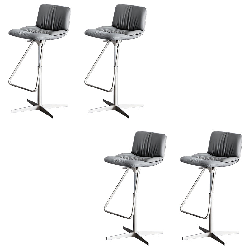 Industrial Style Adjustable Bar Stool Leather Counter Bar Stool with Metal Legs for Home