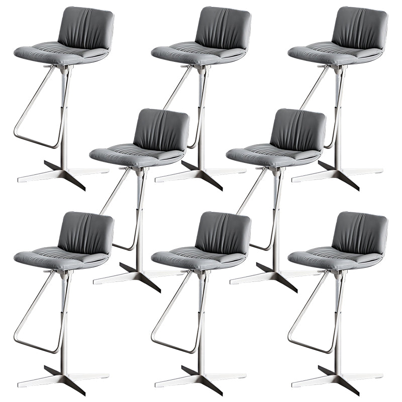 Industrial Style Adjustable Bar Stool Leather Counter Bar Stool with Metal Legs for Home