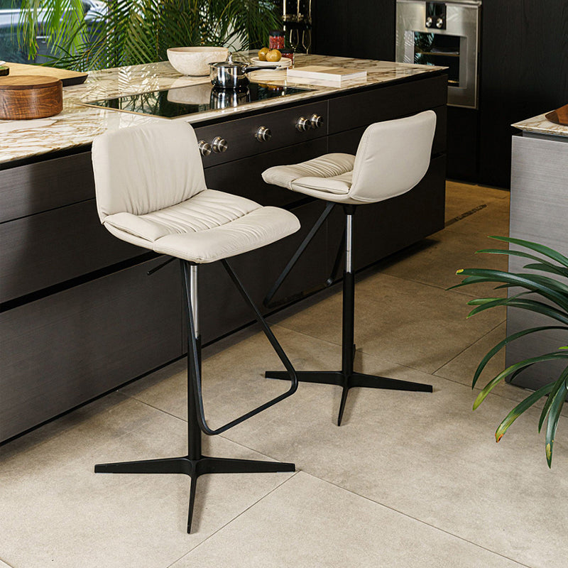 Industrial Style Adjustable Bar Stool Leather Counter Bar Stool for Home