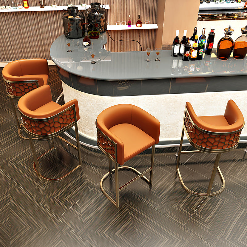 Glam Style Faux Leather Barstool Low Back Counter Bar Stool for Kitchen