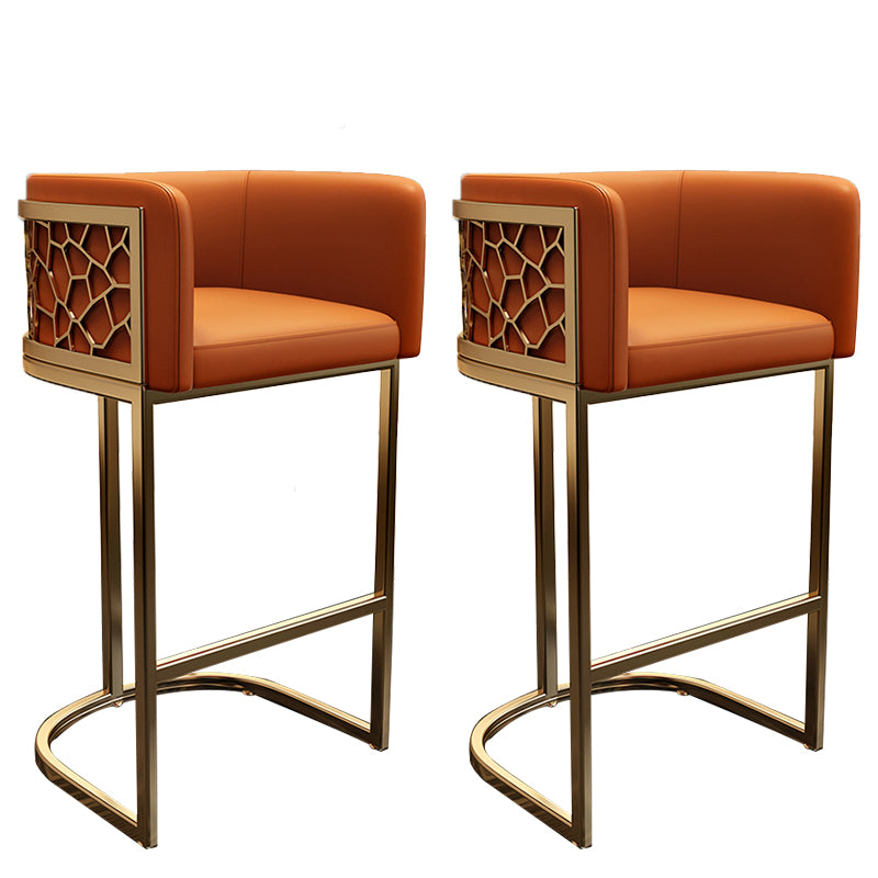 Glam Style Faux Leather Barstool Low Back Counter Bar Stool for Kitchen