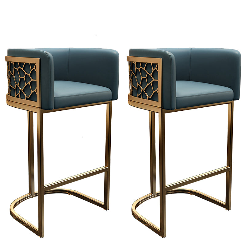 Glam Style Faux Leather Barstool Low Back Counter Bar Stool for Kitchen