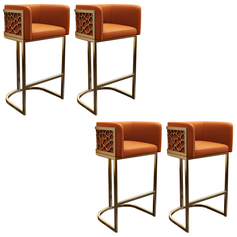 Glam Style Faux Leather Barstool Low Back Counter Bar Stool for Kitchen