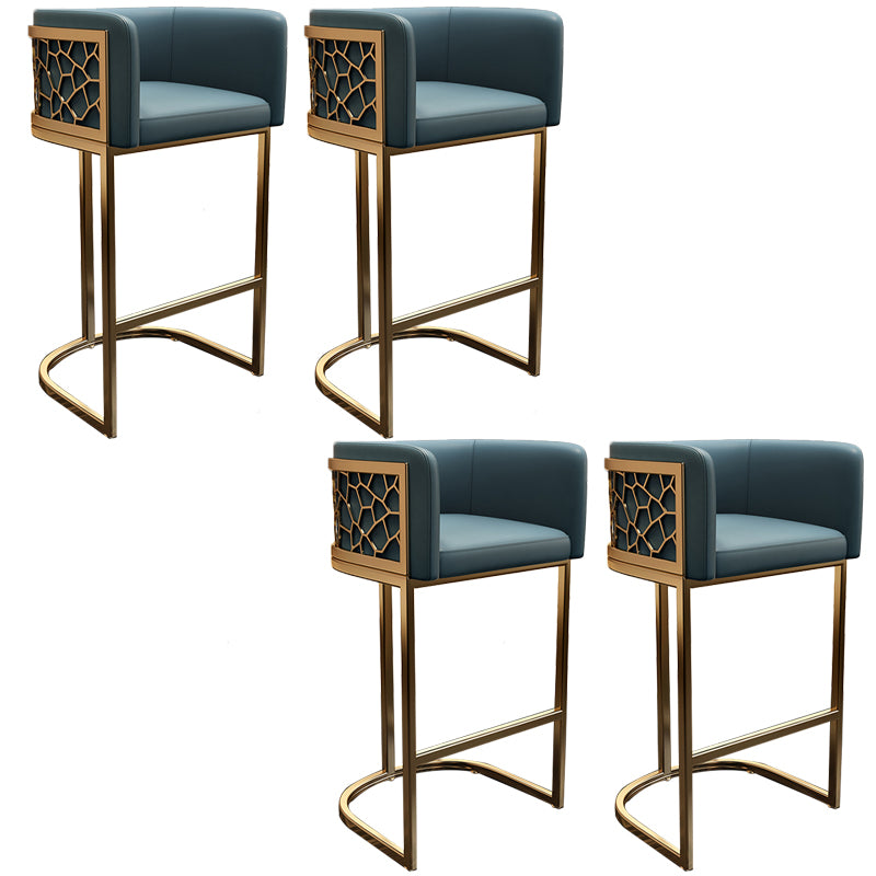Glam Style Faux Leather Barstool Low Back Counter Bar Stool for Kitchen