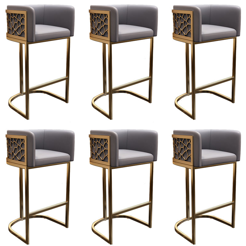 Glam Style Faux Leather Barstool Low Back Counter Bar Stool for Kitchen