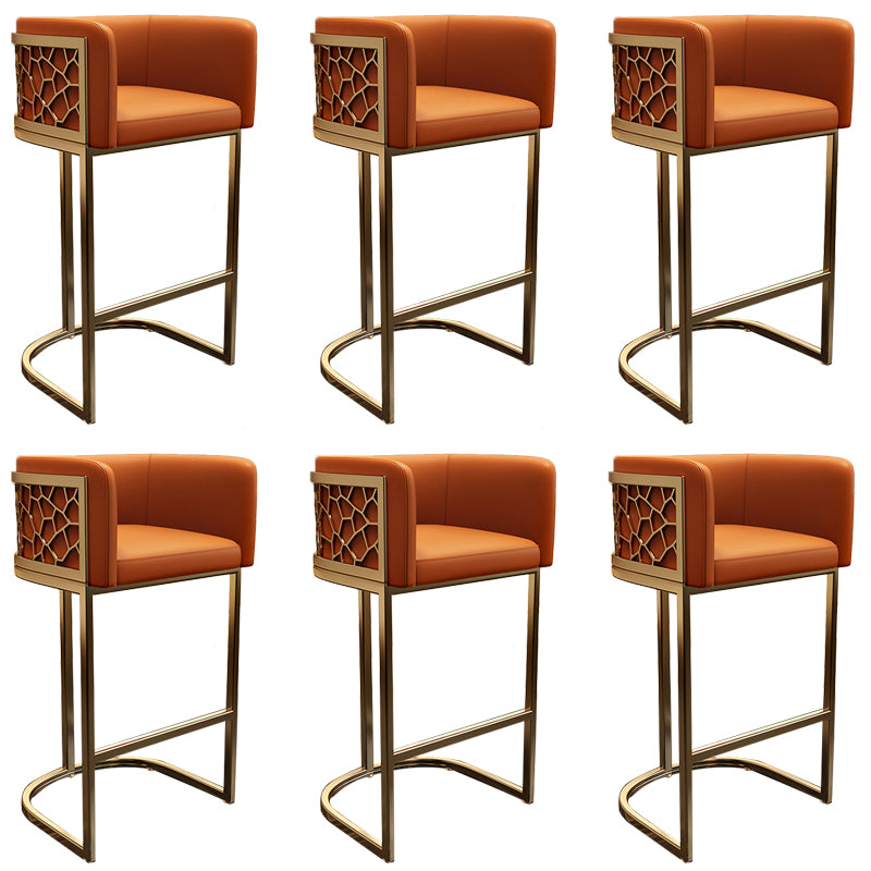 Glam Style Faux Leather Barstool Low Back Counter Bar Stool for Kitchen