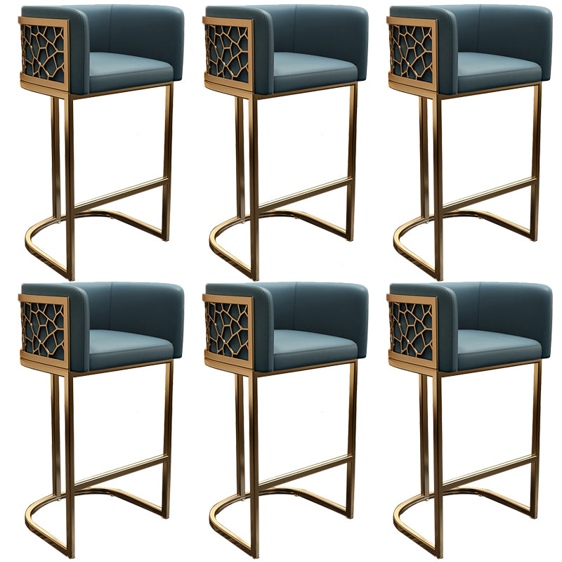 Glam Style Faux Leather Barstool Low Back Counter Bar Stool for Kitchen