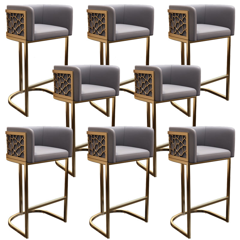 Glam Style Faux Leather Barstool Low Back Counter Bar Stool for Kitchen