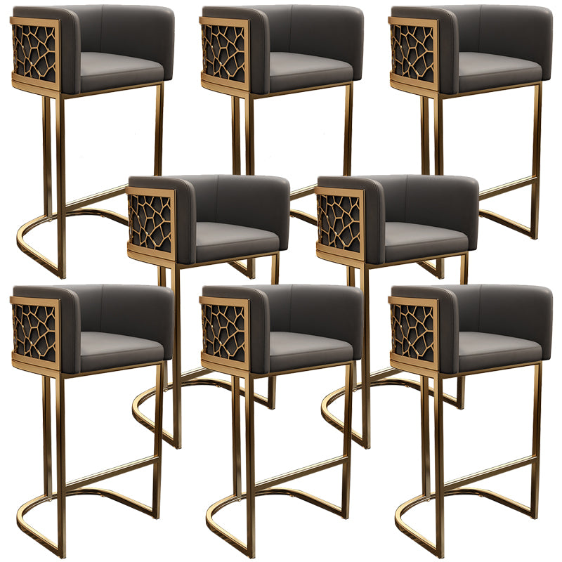 Glam Style Faux Leather Barstool Low Back Counter Bar Stool for Kitchen