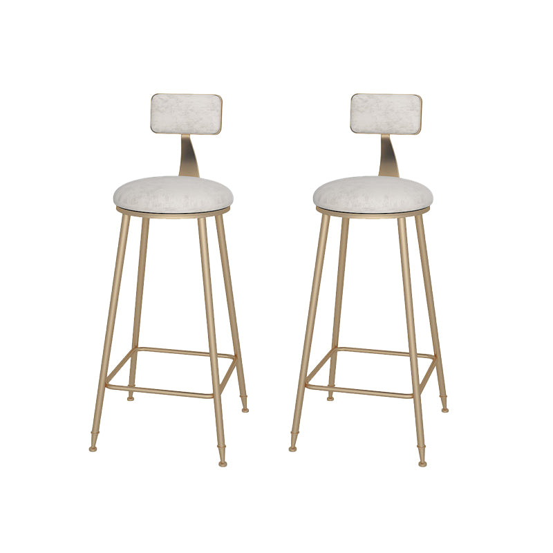 Glam Upholstered Dining Stools Round Bar Stools with Metal Base