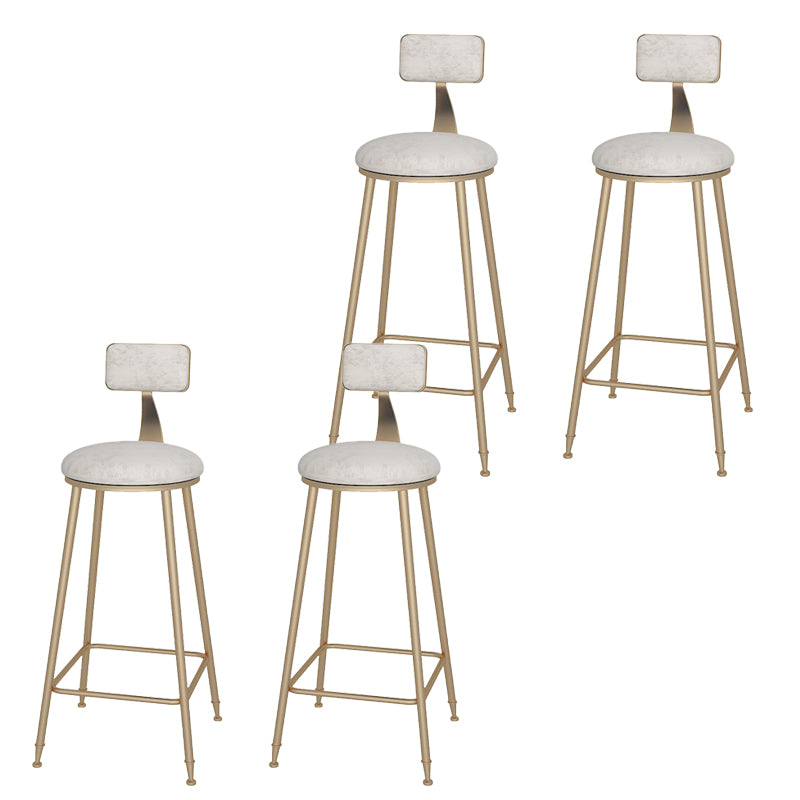 Glam Upholstered Dining Stools Round Bar Stools with Metal Base