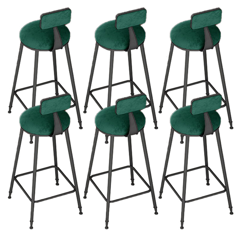 Glam Upholstered Dining Stools Round Bar Stools with Metal Base