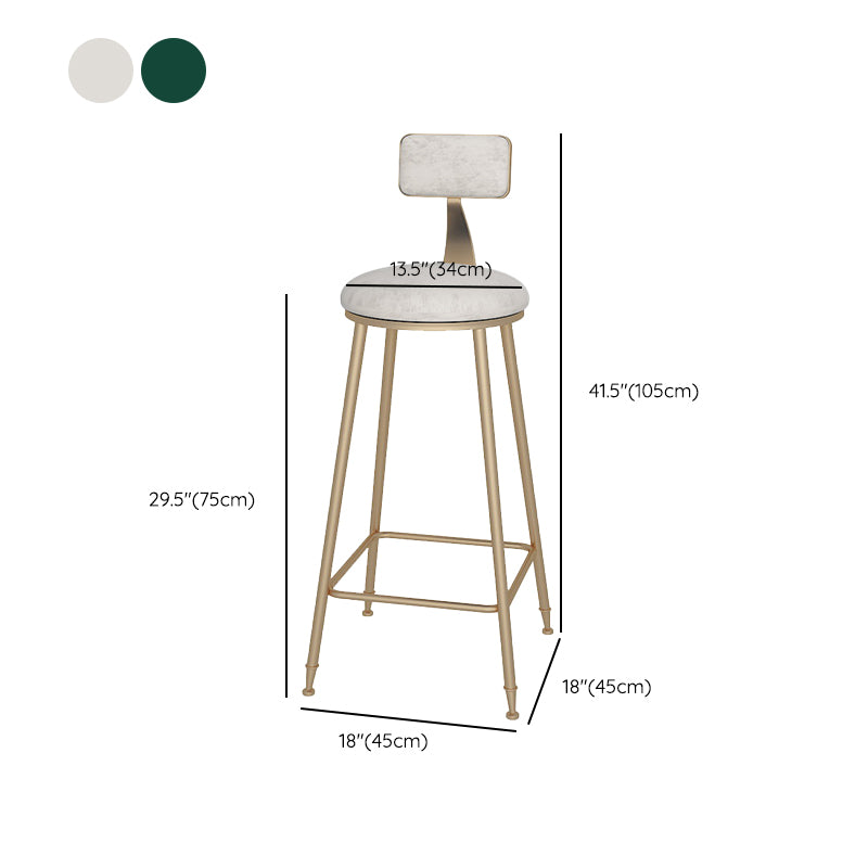 Glam Upholstered Dining Stools Round Bar Stools with Metal Base