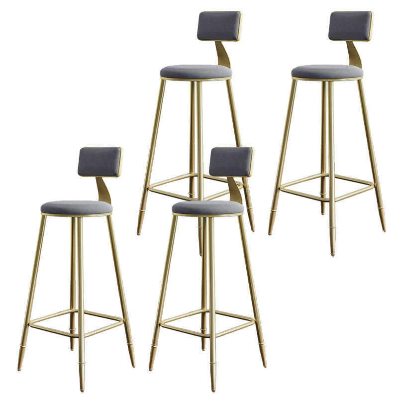 Low Back Upholstered Dining Stools Armless Bar Stools with Metal Base