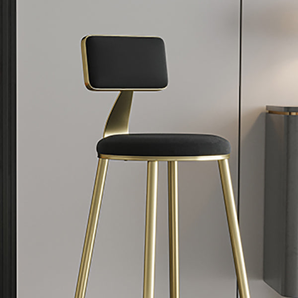 Low Back Upholstered Dining Stools Armless Bar Stools with Metal Base