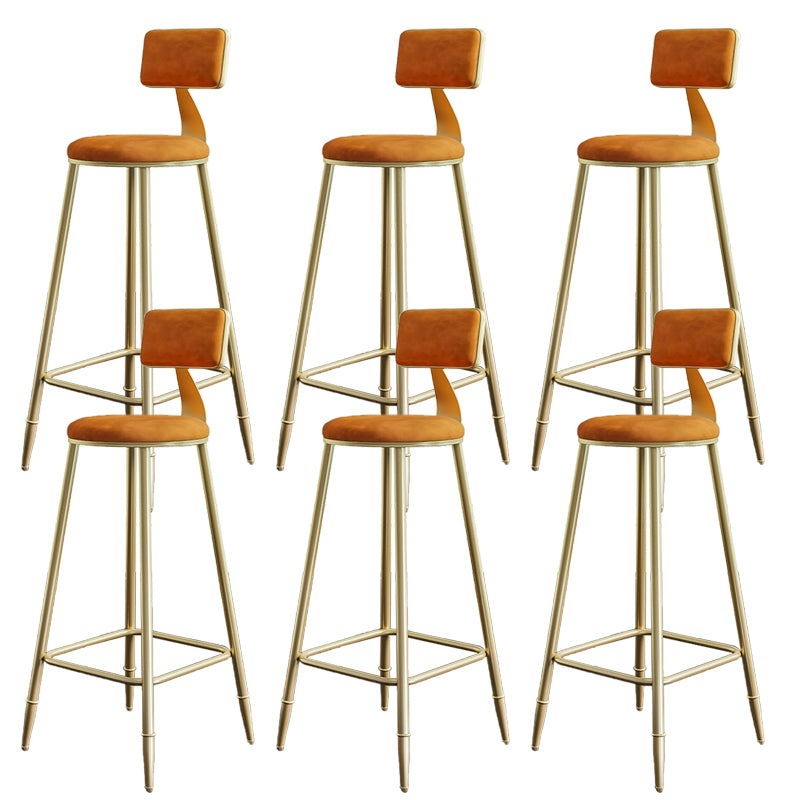 Low Back Upholstered Dining Stools Armless Bar Stools with Metal Base