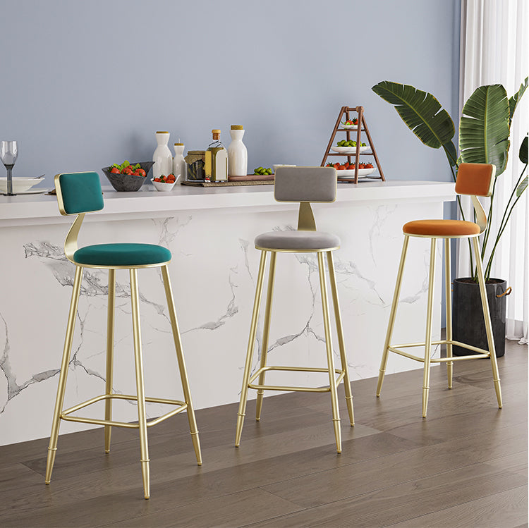 Low Back Upholstered Dining Stools Armless Bar Stools with Metal Base