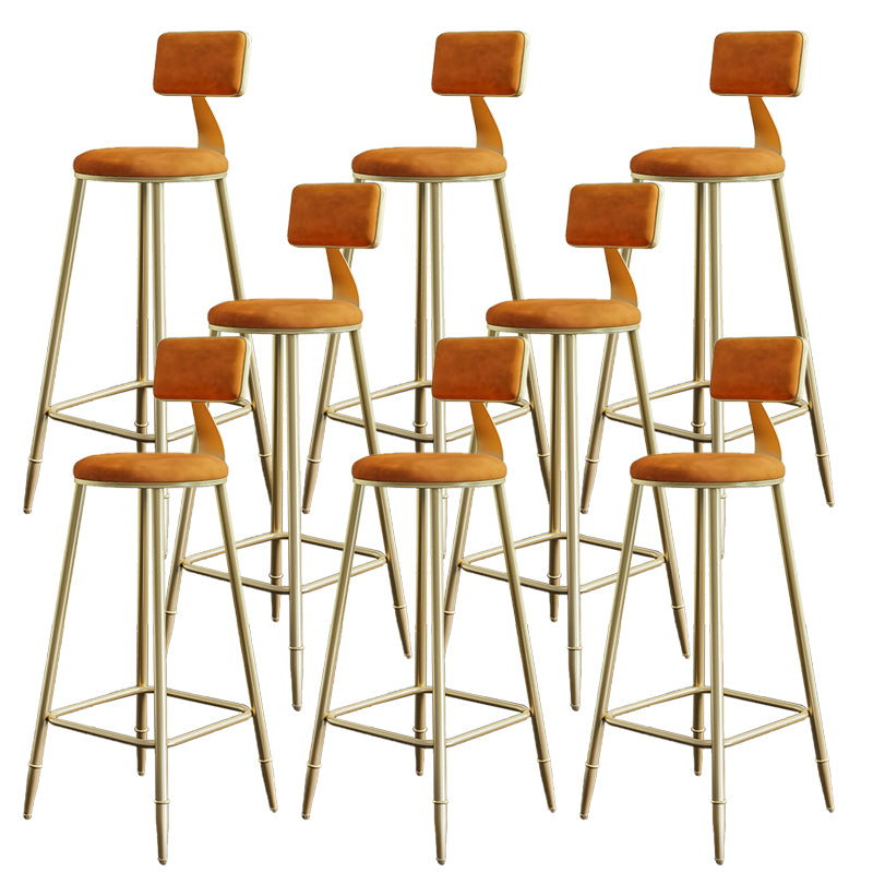 Low Back Upholstered Dining Stools Armless Bar Stools with Metal Base