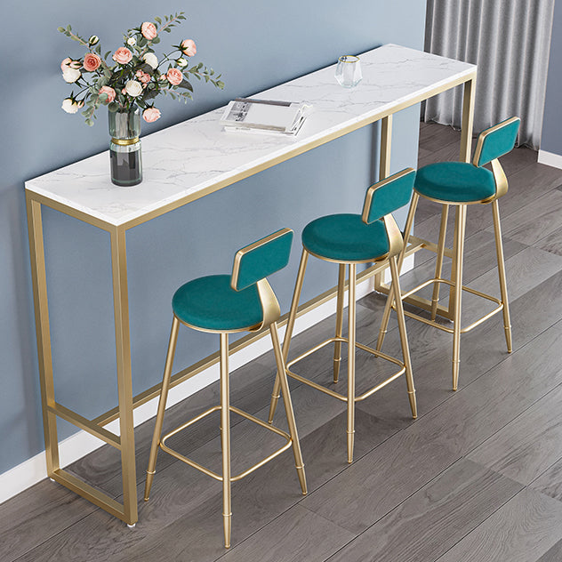 Low Back Upholstered Dining Stools Armless Bar Stools with Metal Base