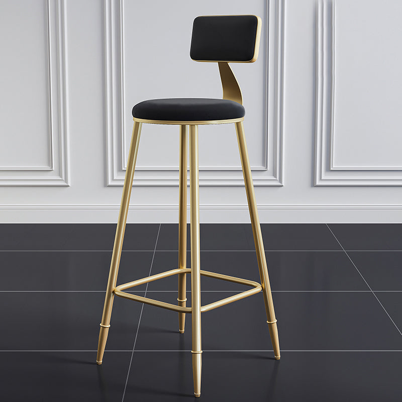 Low Back Upholstered Dining Stools Armless Bar Stools with Metal Base