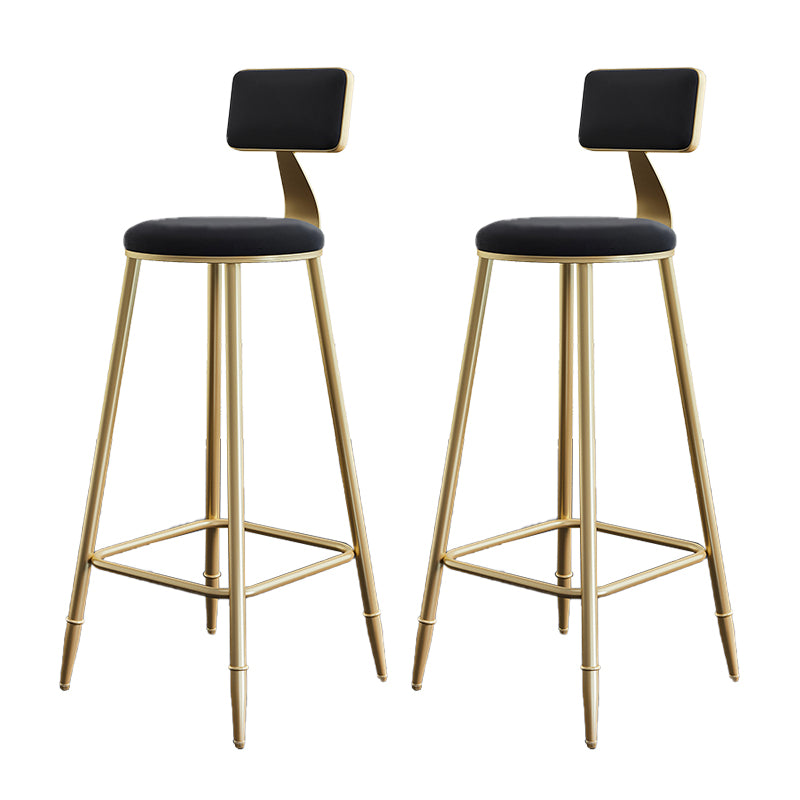 Low Back Upholstered Dining Stools Armless Bar Stools with Metal Base