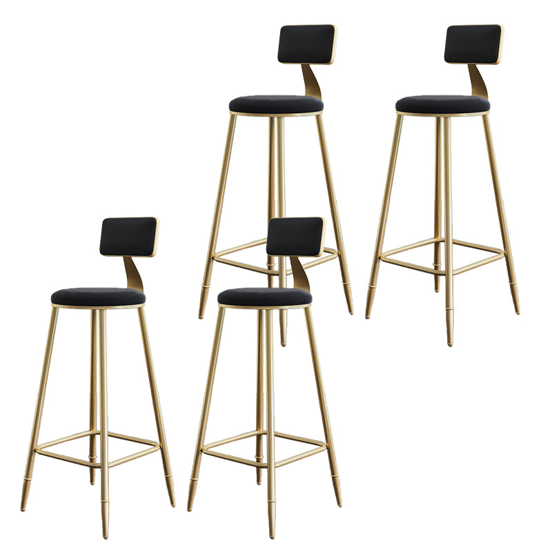 Low Back Upholstered Dining Stools Armless Bar Stools with Metal Base