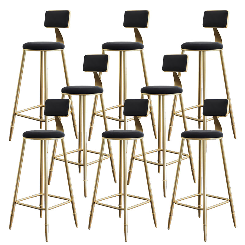 Low Back Upholstered Dining Stools Armless Bar Stools with Metal Base