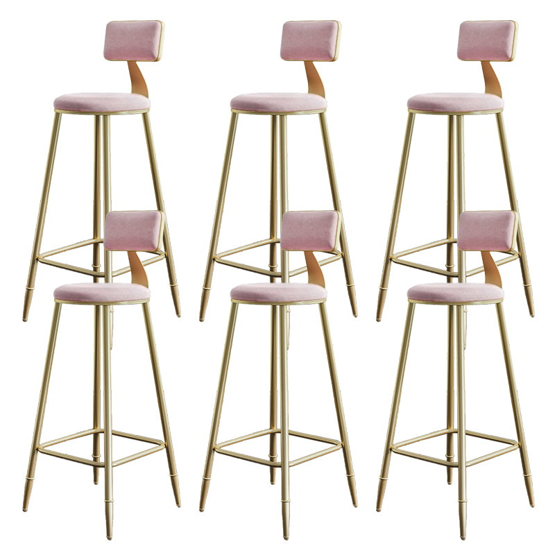 Low Back Upholstered Dining Stools Armless Bar Stools with Metal Base