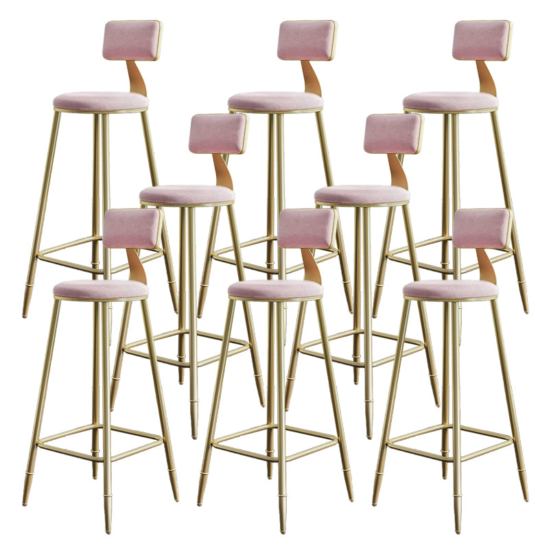 Low Back Upholstered Dining Stools Armless Bar Stools with Metal Base