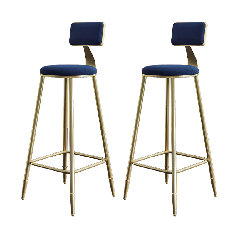 Low Back Upholstered Dining Stools Armless Bar Stools with Metal Base