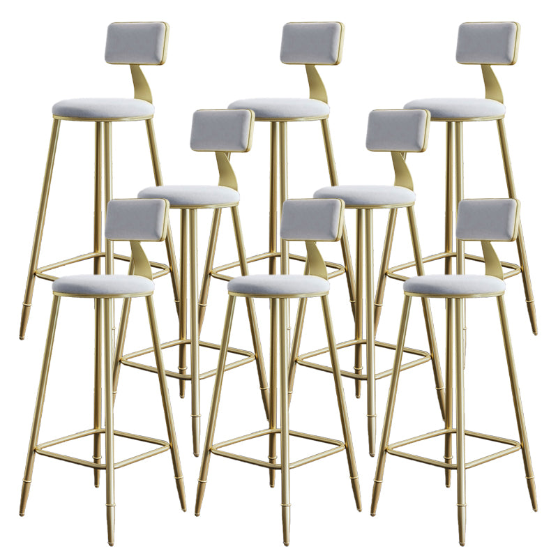 Low Back Upholstered Dining Stools Armless Bar Stools with Metal Base
