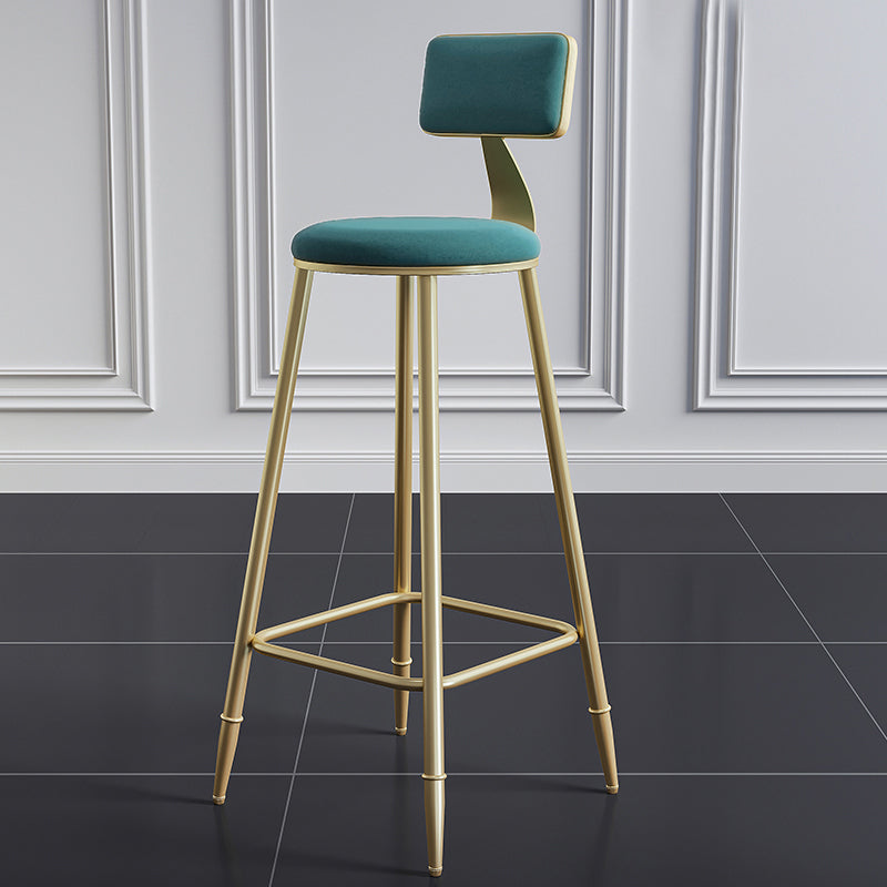Low Back Upholstered Dining Stools Armless Bar Stools with Metal Base