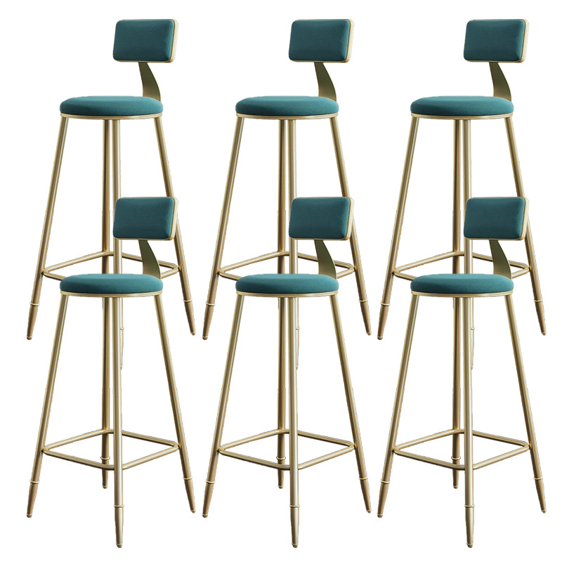 Low Back Upholstered Dining Stools Armless Bar Stools with Metal Base