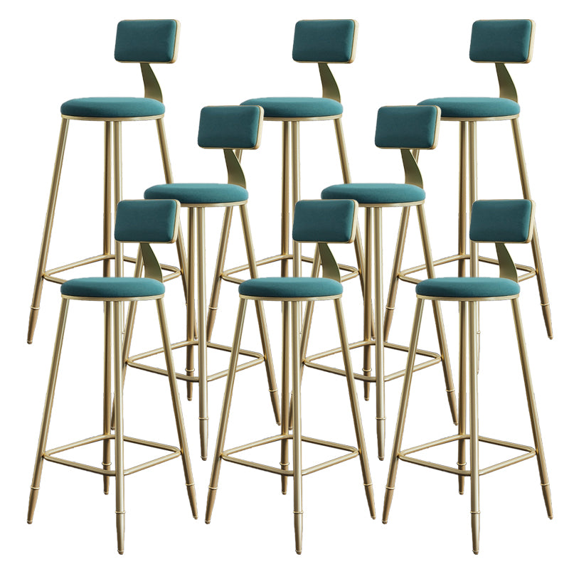 Low Back Upholstered Dining Stools Armless Bar Stools with Metal Base