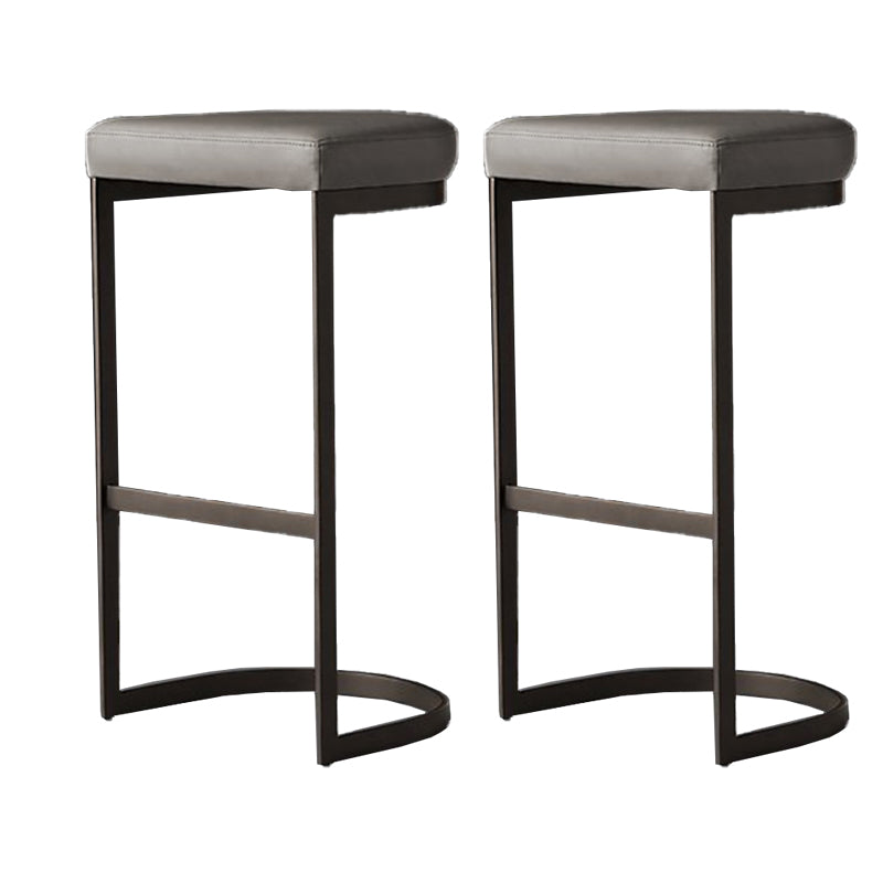 Glam Upholstered Dining Stools Armless Bar Stools with Metal Base