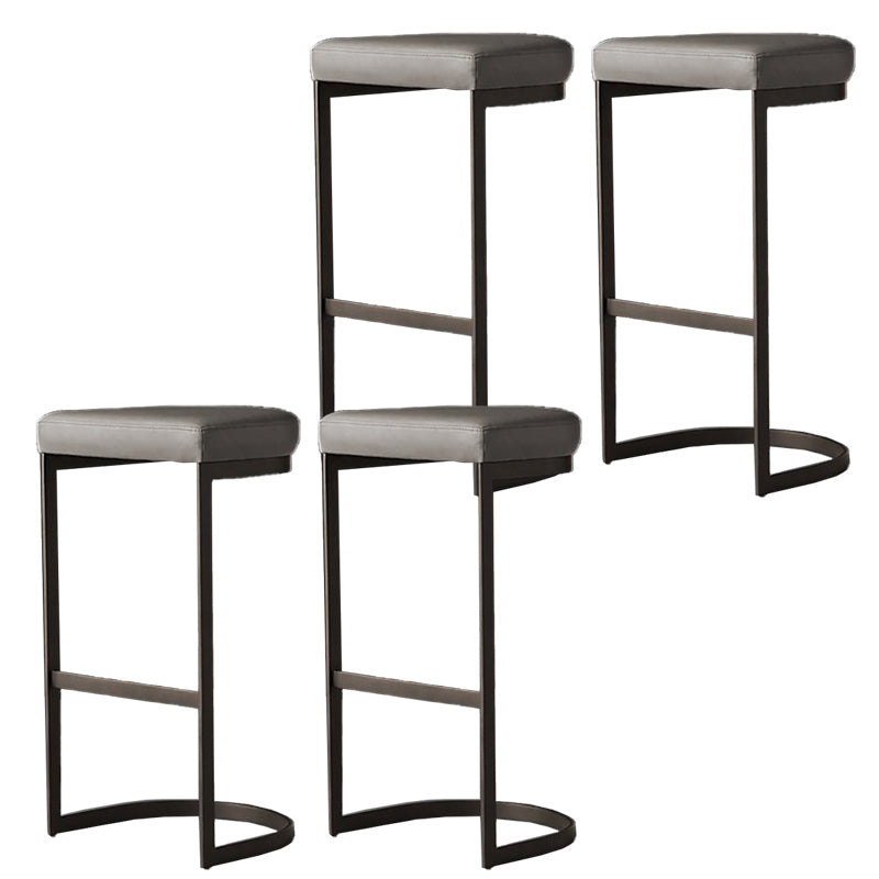 Glam Upholstered Dining Stools Armless Bar Stools with Metal Base