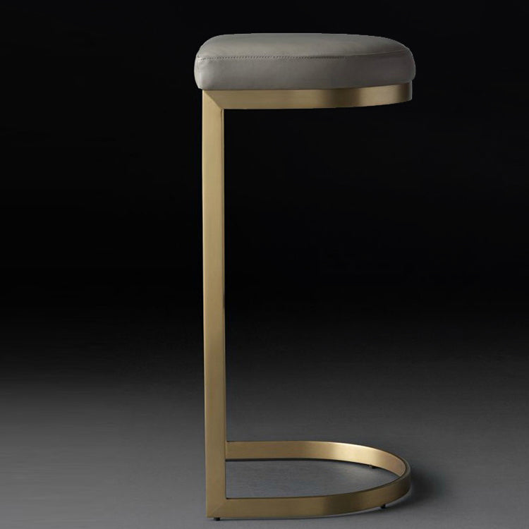 Glam Upholstered Dining Stools Armless Bar Stools with Metal Base