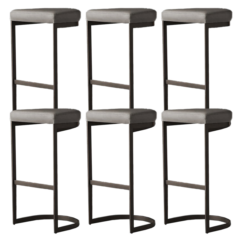 Glam Upholstered Dining Stools Armless Bar Stools with Metal Base