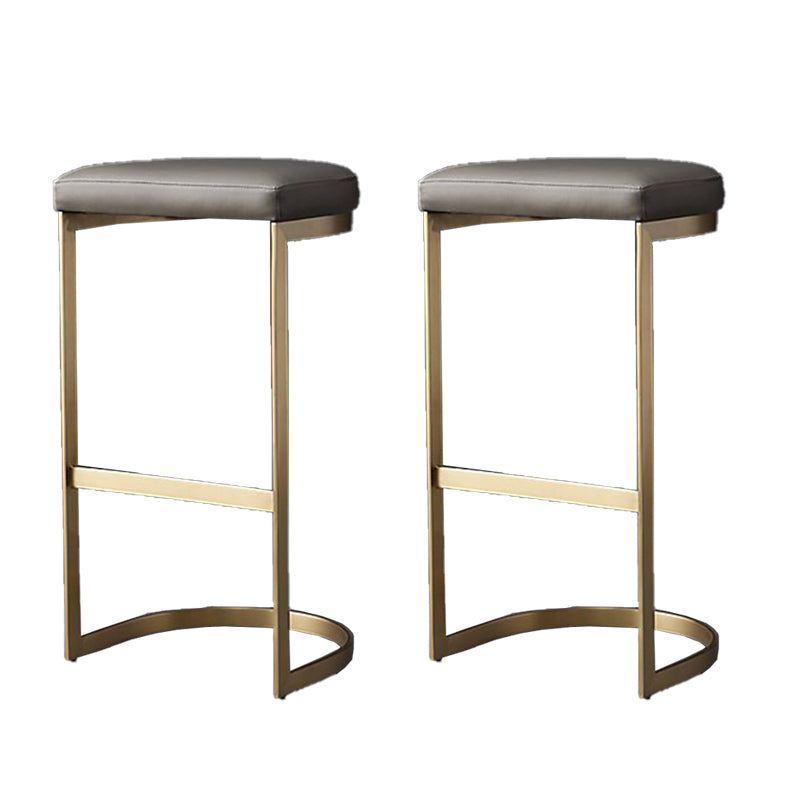 Glam Upholstered Dining Stools Armless Bar Stools with Metal Base