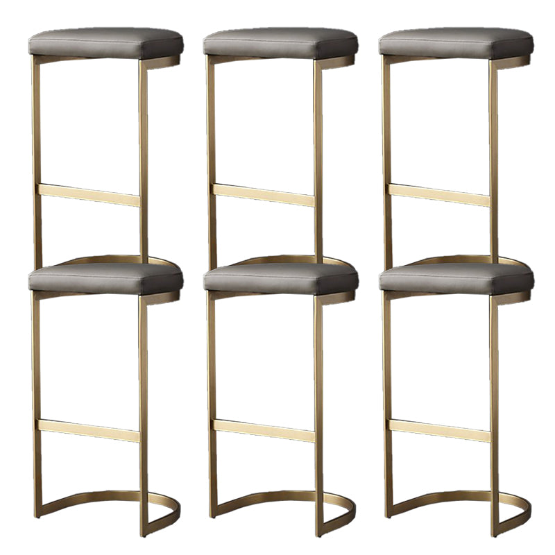 Glam Upholstered Dining Stools Armless Bar Stools with Metal Base