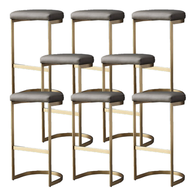 Glam Upholstered Dining Stools Armless Bar Stools with Metal Base
